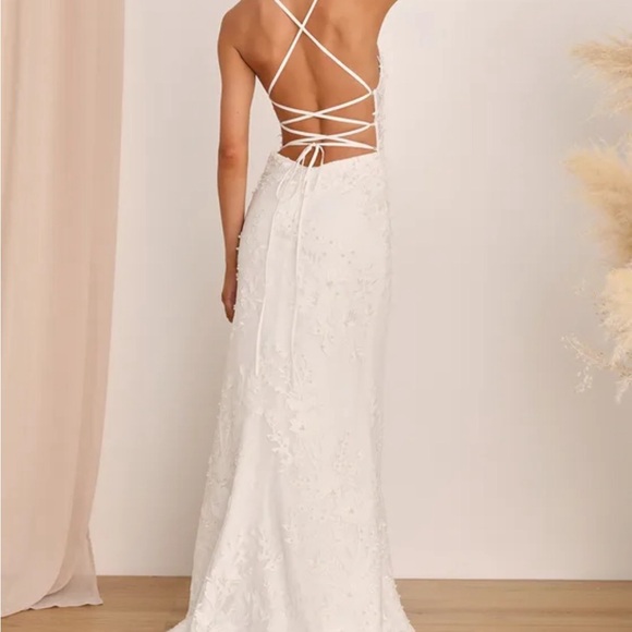 These Days Backless Lace Waist Maxi Dress White